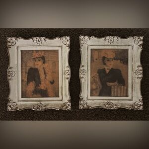 Vintage Huldah Framed Art – Set of Two 9x10 Romantic Victorian Portraits